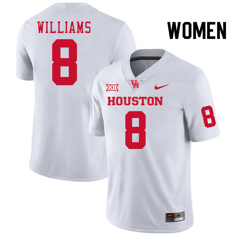 Women #8 Devan Williams Houston Cougars College Football Jerseys Stitched-White